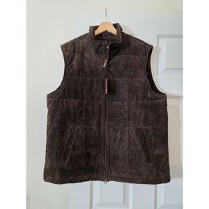 Eddie Bauer Seattle Suede Brown Washable Leather vest L NWT